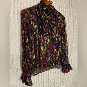 Vintage Metallic Sheer Blouse OFAK